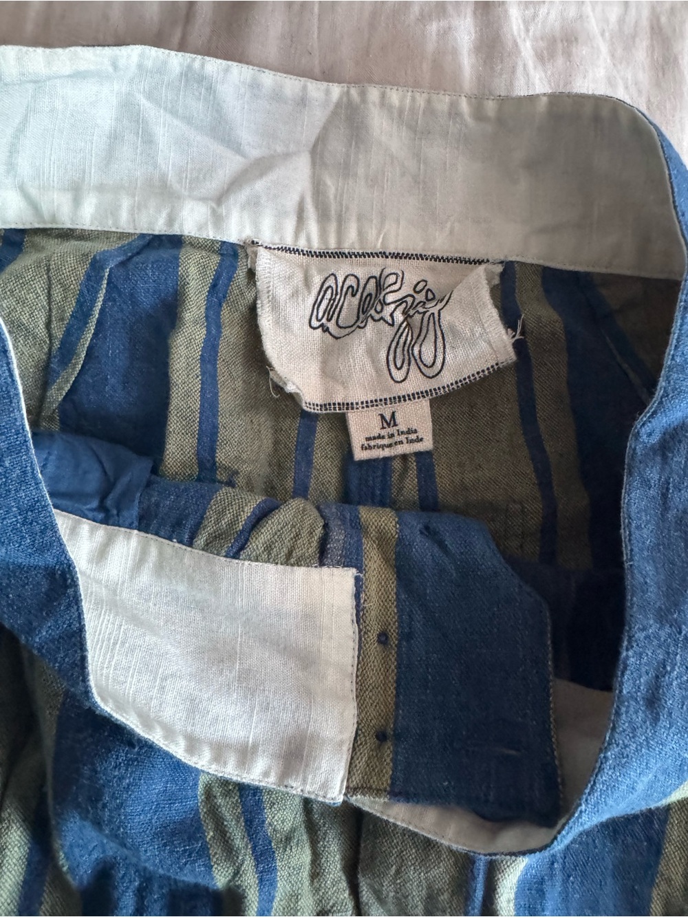 Striped Blue and Olive Wide-Leg Ace&Jig Pants - Picture 2 of 4